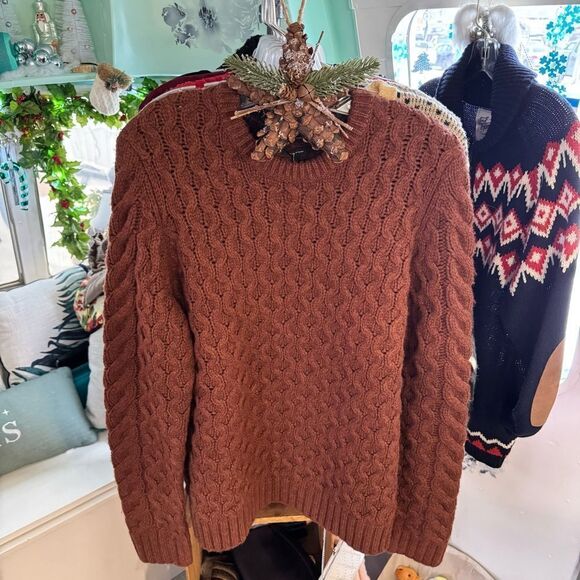 rag & bone  NWT Russet Deacon Crew Cable Knit Sweater Men’s Size Medium - Picture 1 of 8